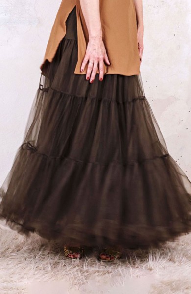 DIVINA SOTTOGONNA LONG DI TULLE - Brown Emanato