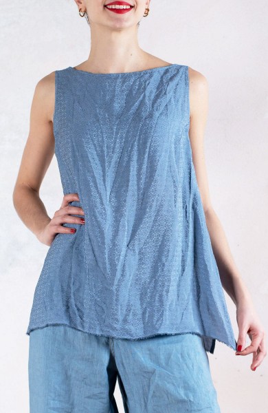 SILK TRAVEL TOP BOOK EDITION - Denim Paragrafato