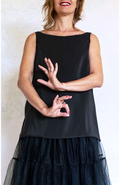 DOUBLE TRAVEL TOP - Nero Ridondante