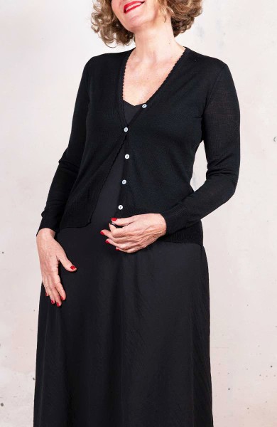 WOOL CINQUANTINO CARDIGAN - Nero Ridondante