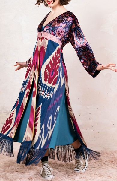 UZBEKISTAN IKAT COAT - Cumino Blu di Termez