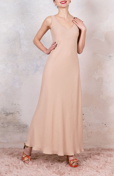 GEORGETTE LONG PERFECTO DRESS - Cipria Irrisolta