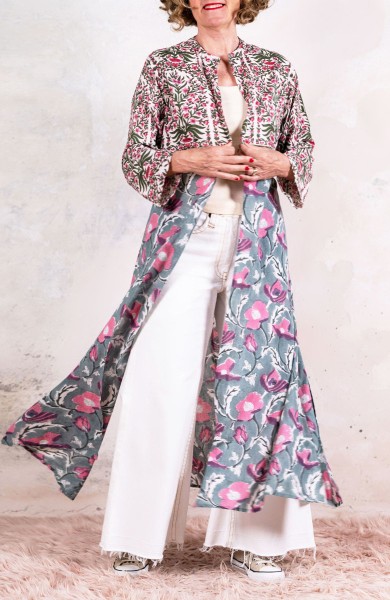 DECO BIJOUX BELT LONG LIGHT COAT - Fiori su Calcedonio