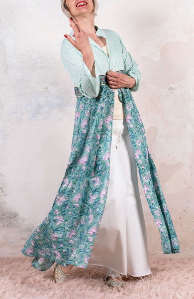 DECO BIJOUX BELT LONG LIGHT COAT - Righine su Turchese