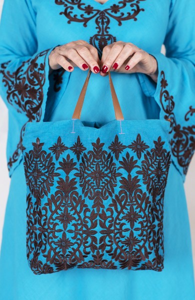 SUMMER EMBROIDERED BAG - Turquoise d'amour