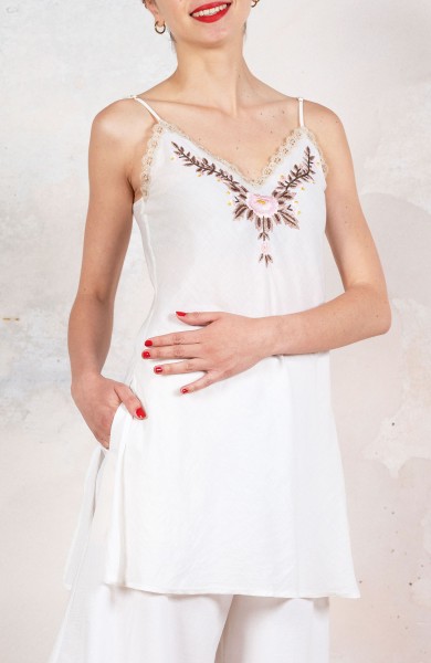 SOTTOVESTE DALLO SCOLLO FIORITO - White in Love