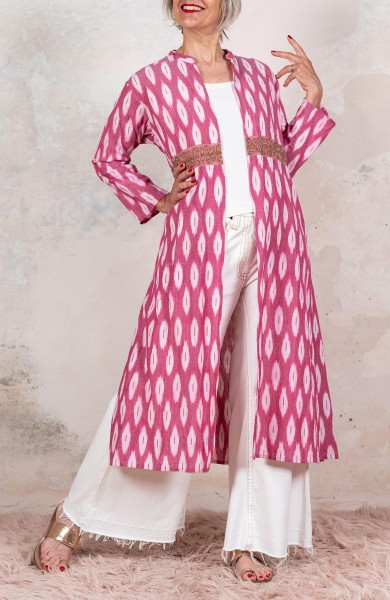 JEWEL BELT LIGHT COAT - Ikat BiancoRosa